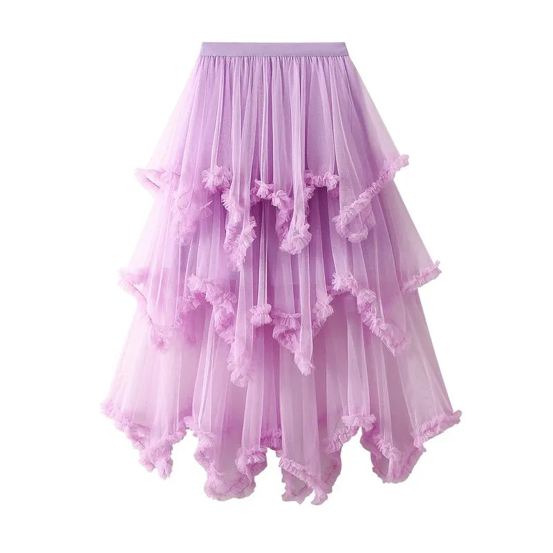 Handkerchief Layers Tulle Midi Skirt Ten Colours