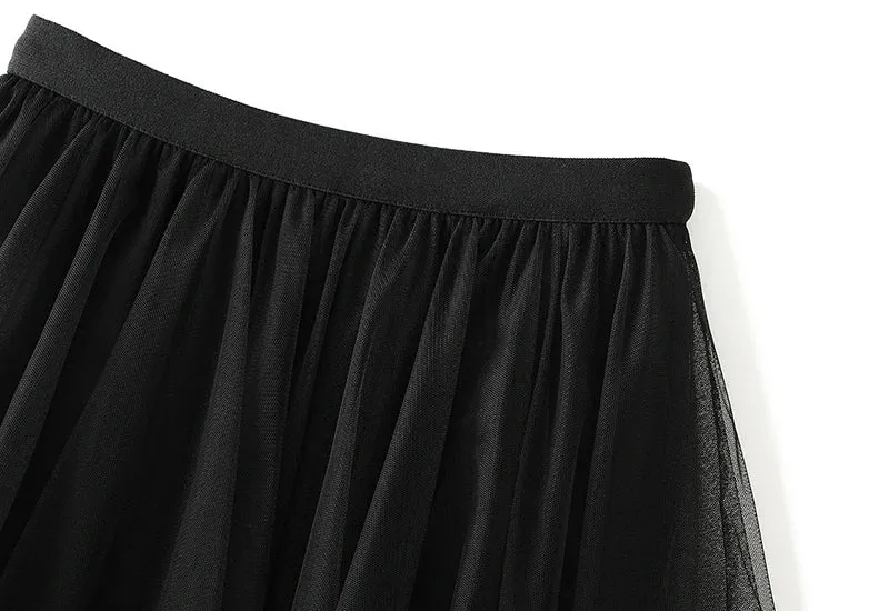 Handkerchief Layers Tulle Midi Skirt Ten Colours