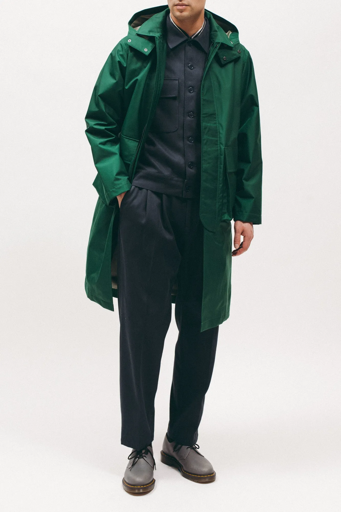 Hooded Mac Coat - Evergreen