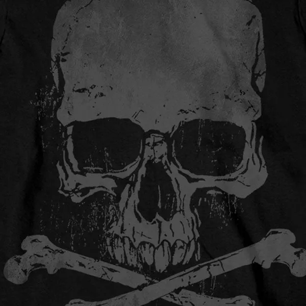 Hot Leathers GMS2305 Men’s ‘Jumbo Print Skull and Cross Bones Long Sleeve Black T-Shirt