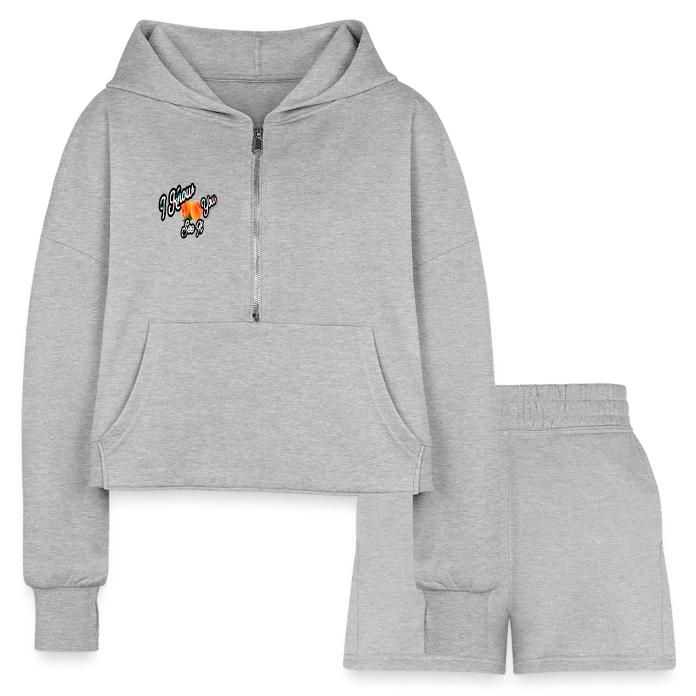 I Know You See It Women’s Cropped Hoodie & Jogger Short Outfit Set