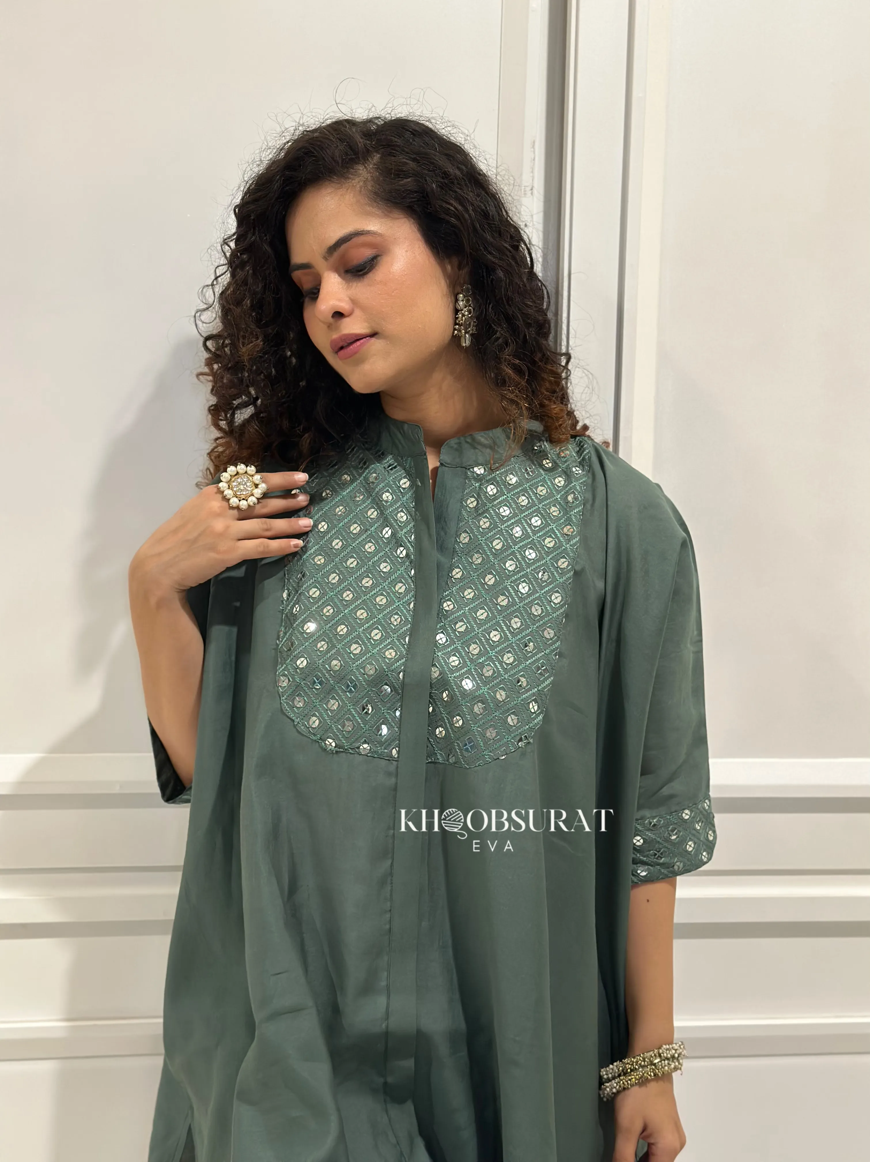 Indian Style Green Kaftan Set