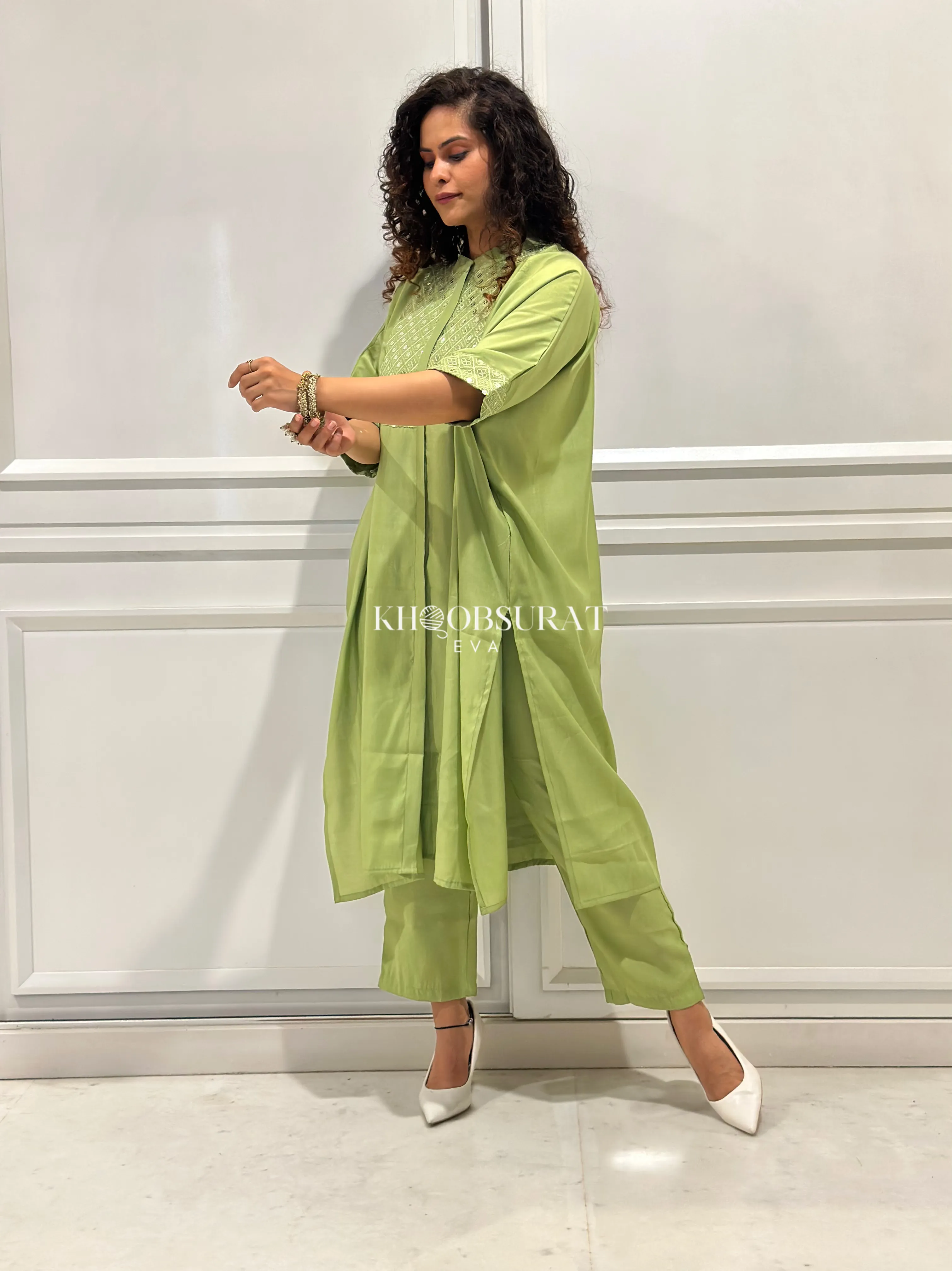 Indian Style Pistachio Kaftan Set