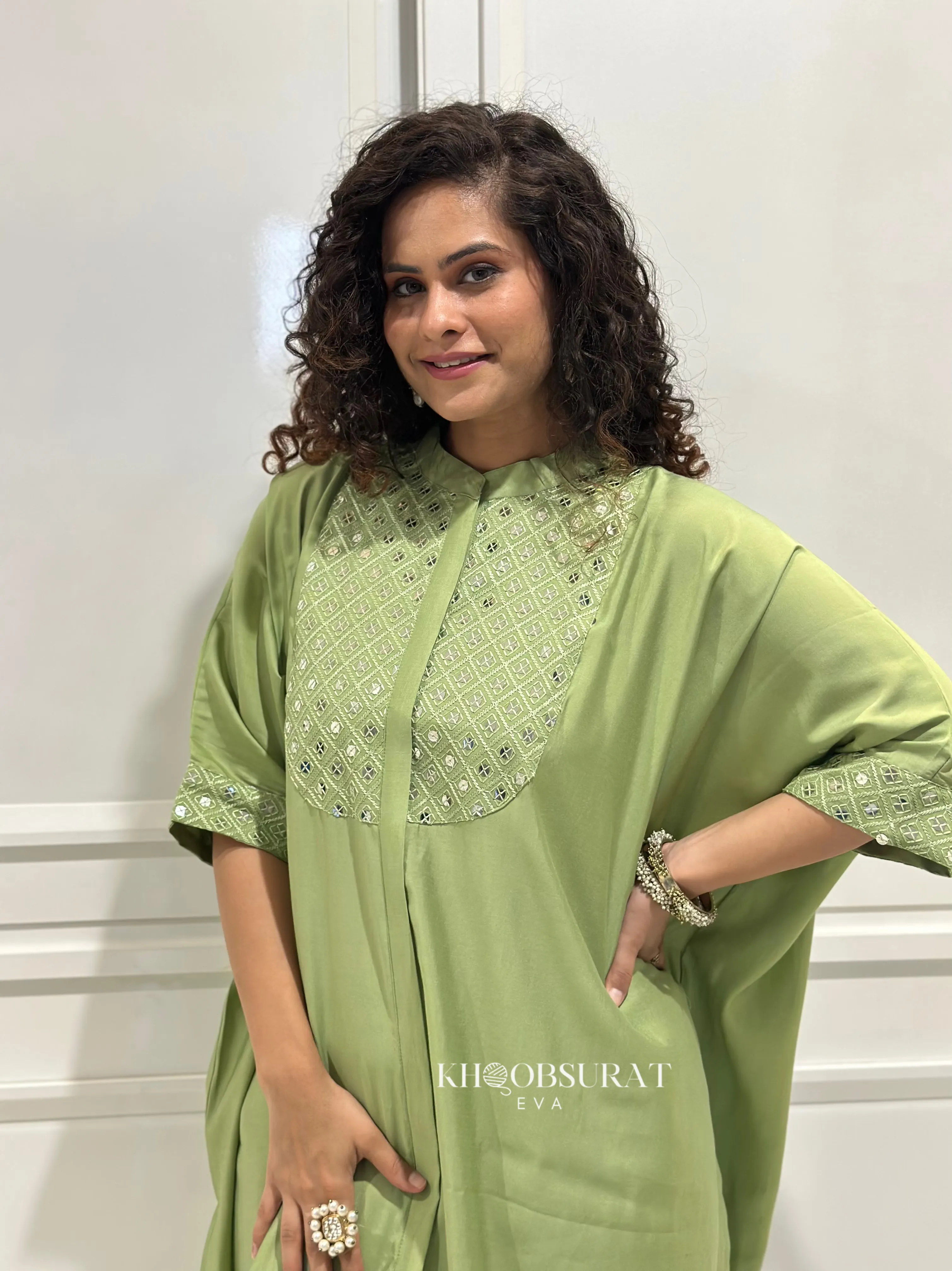 Indian Style Pistachio Kaftan Set