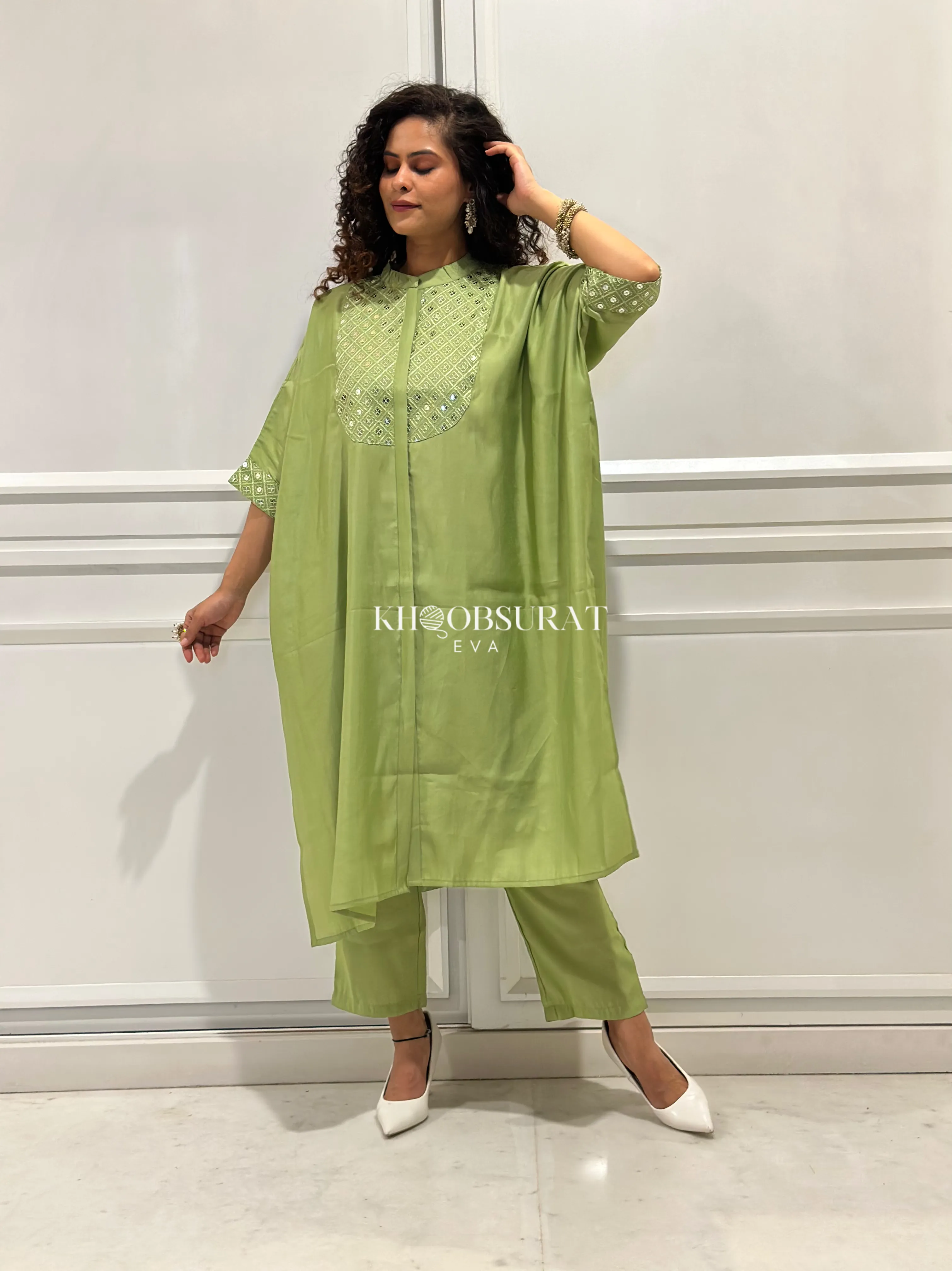 Indian Style Pistachio Kaftan Set