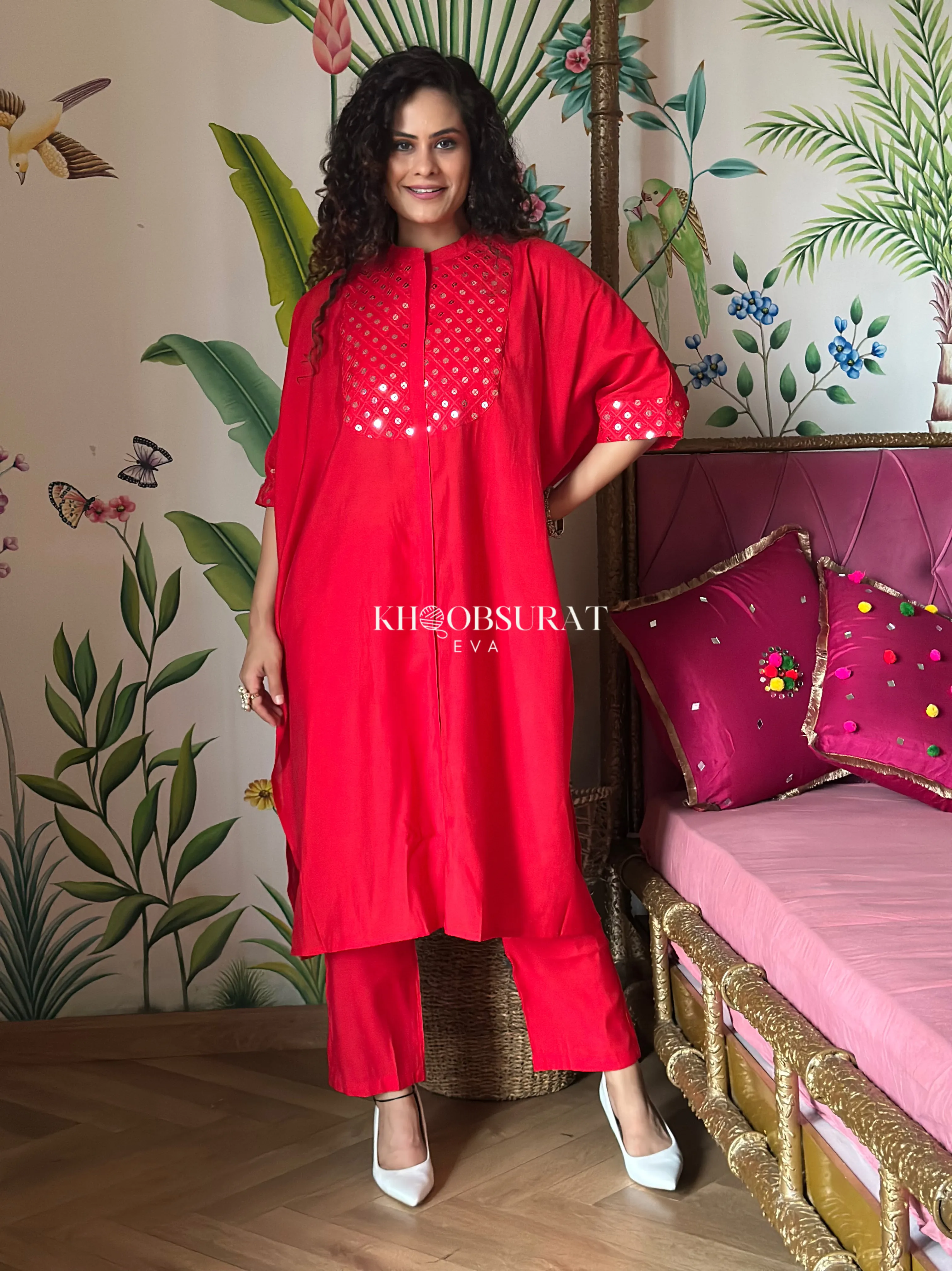 Indian Style Red Kaftan Set