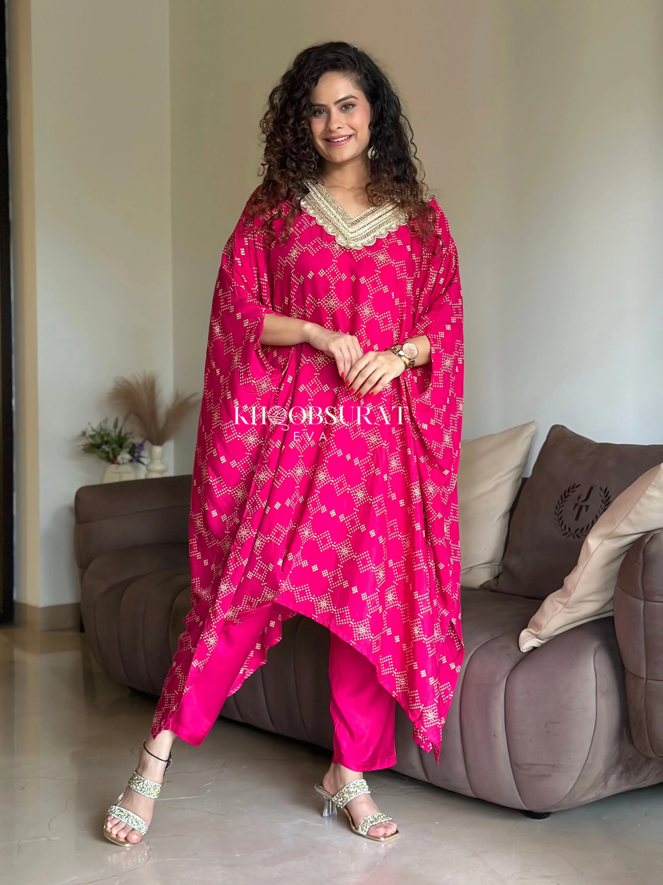 Indian Wedding Pink Kaftan Set