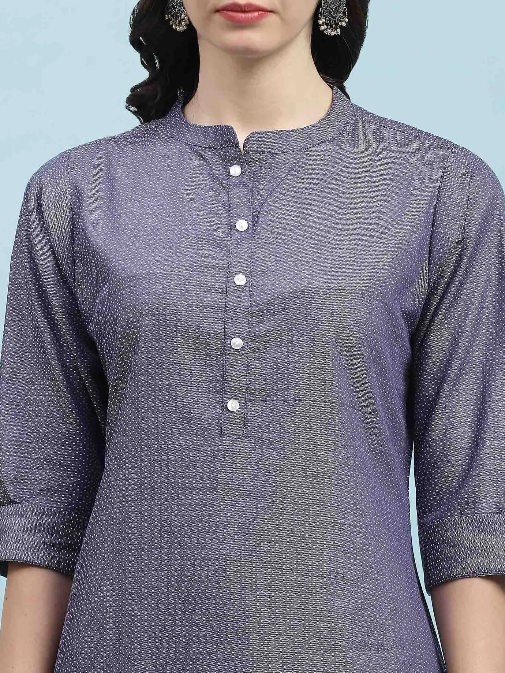 Indiessence Blue Solid Cotton Kurta