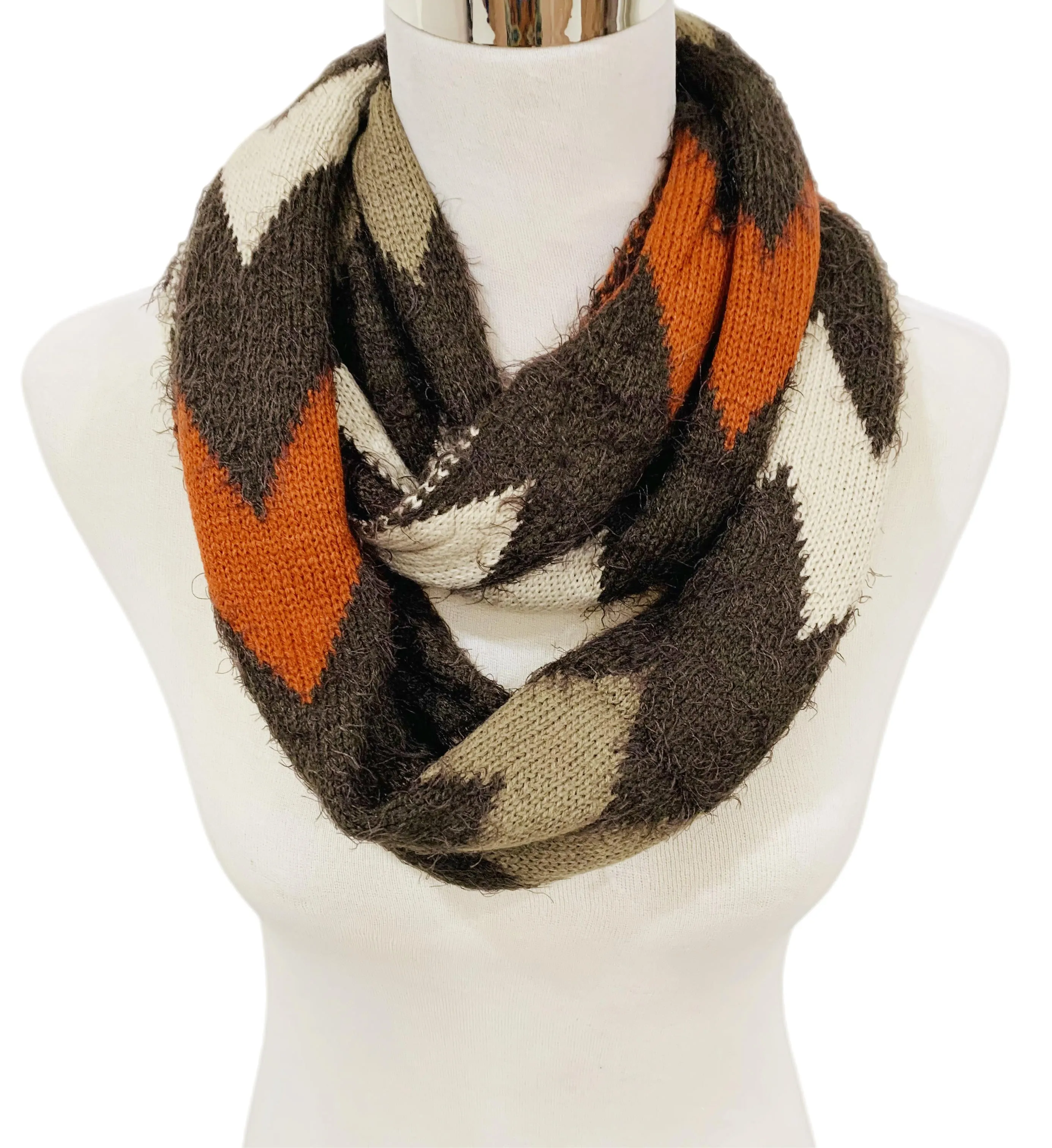 JC012007 Zigzag Fuzzy Infinity Scarf