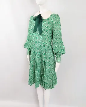 Jean Allen Vintage Bishop Sleeve Green Dress, 1960s