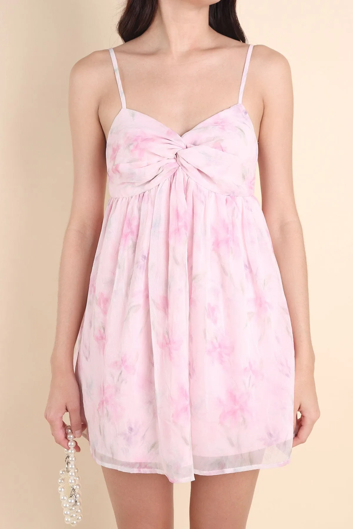 KURA FLORAL KNOT DRESS IN ETHEREAL PINK