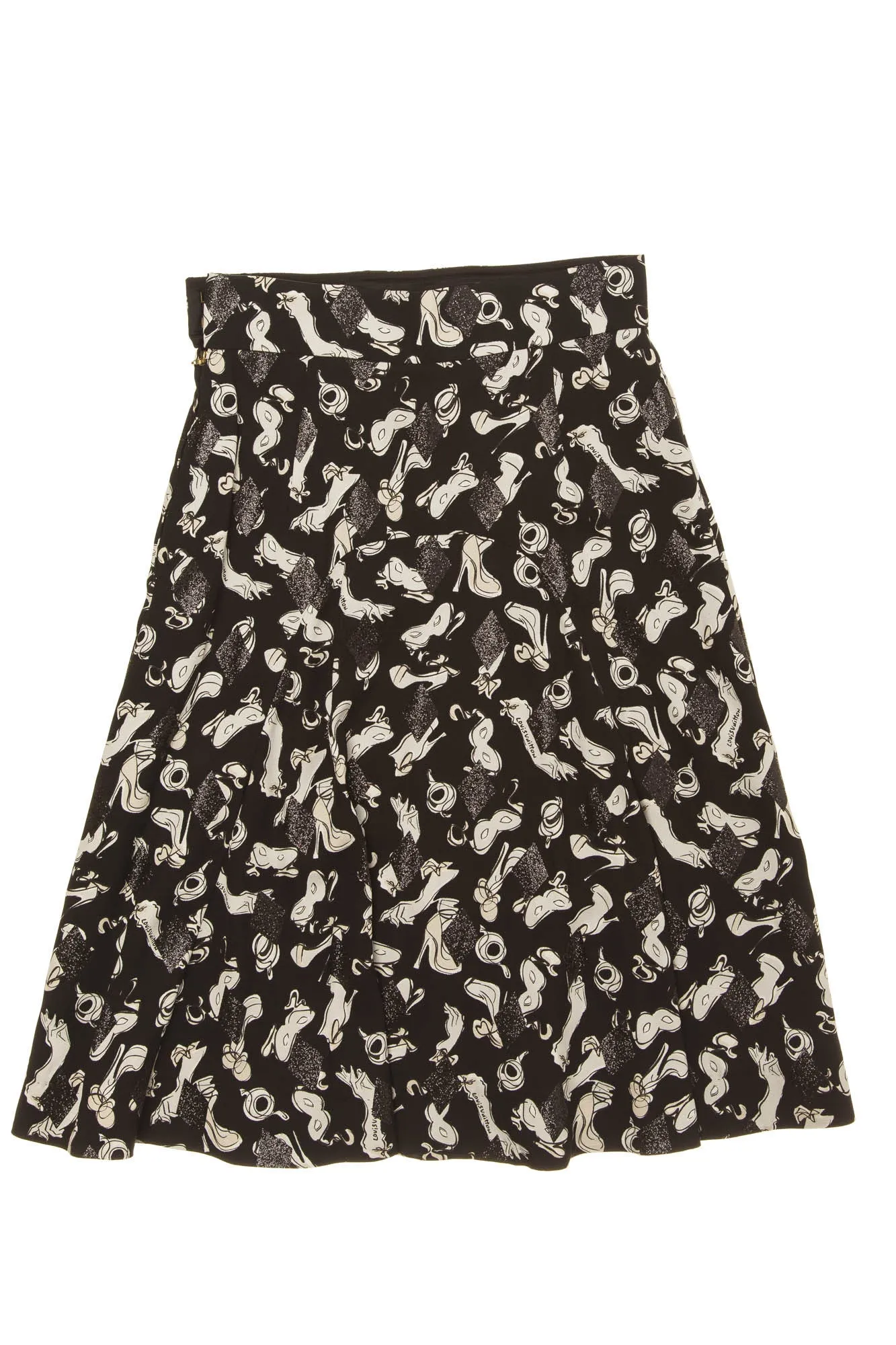 Louis Vuitton - White and Black Print Skirt - FR 40