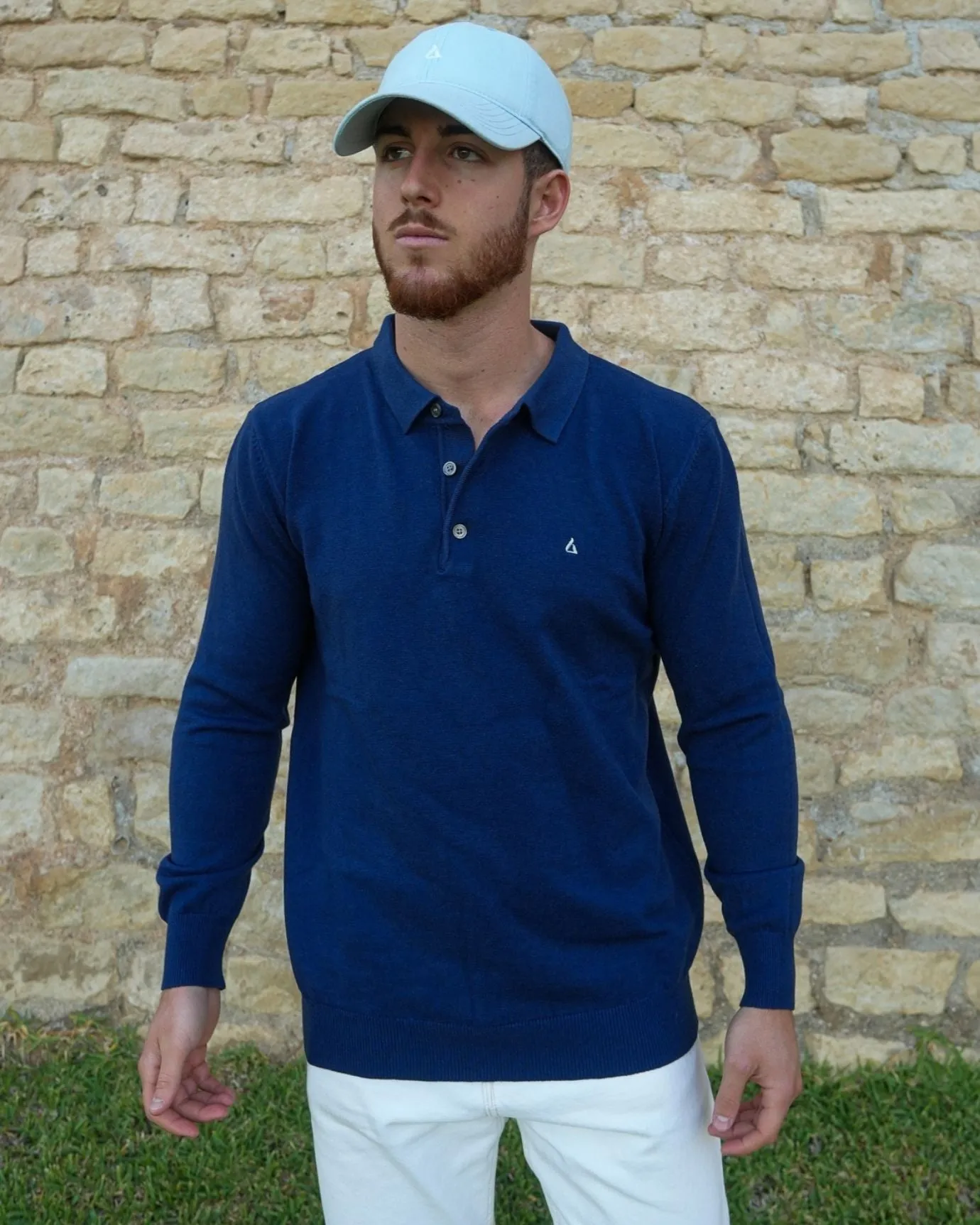 LOVAU COTTON WOOL OLD MONEY POLO - NAVY BLUE