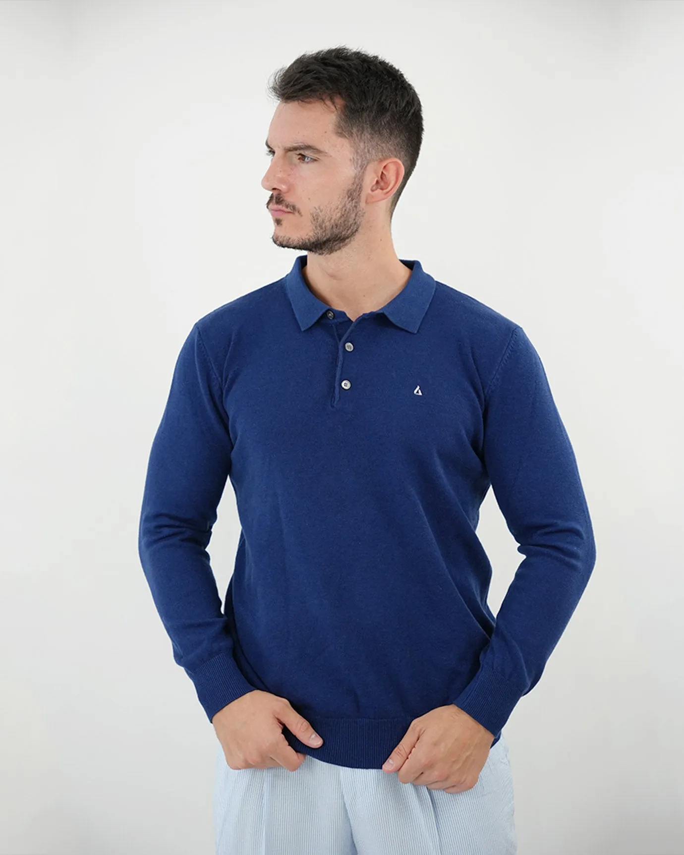 LOVAU COTTON WOOL OLD MONEY POLO - NAVY BLUE