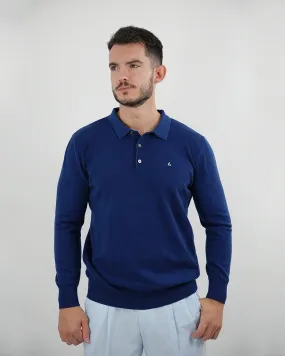 LOVAU COTTON WOOL OLD MONEY POLO - NAVY BLUE