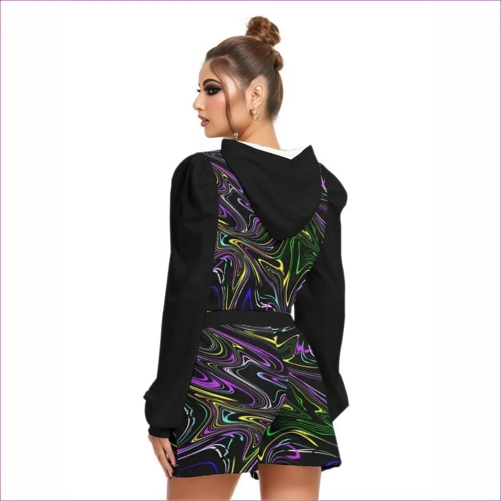 Mandala Skewed Womens Hoodie And Short Set