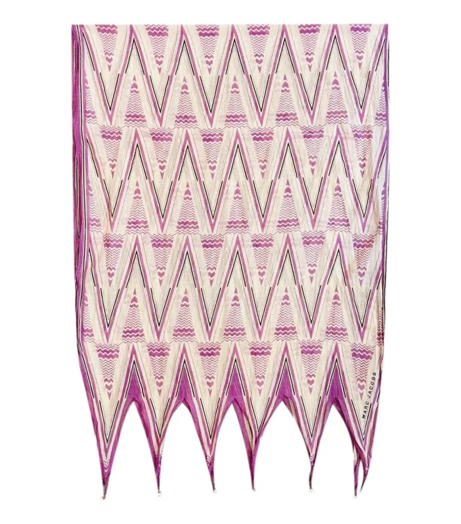 Marc Jacobs Aztec Print Cotton Scarf With Pearl Trim