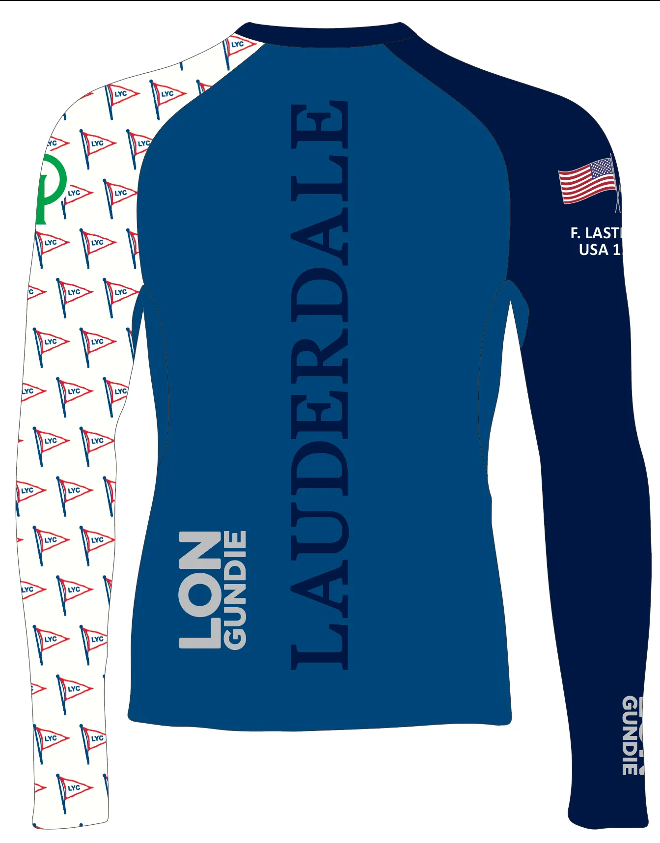 MEN TECH-TEE TOP LONG SLEEVE BLUE | LAUDERDALE YACHT CLUB OPTI GREEN | PSNLZ'D