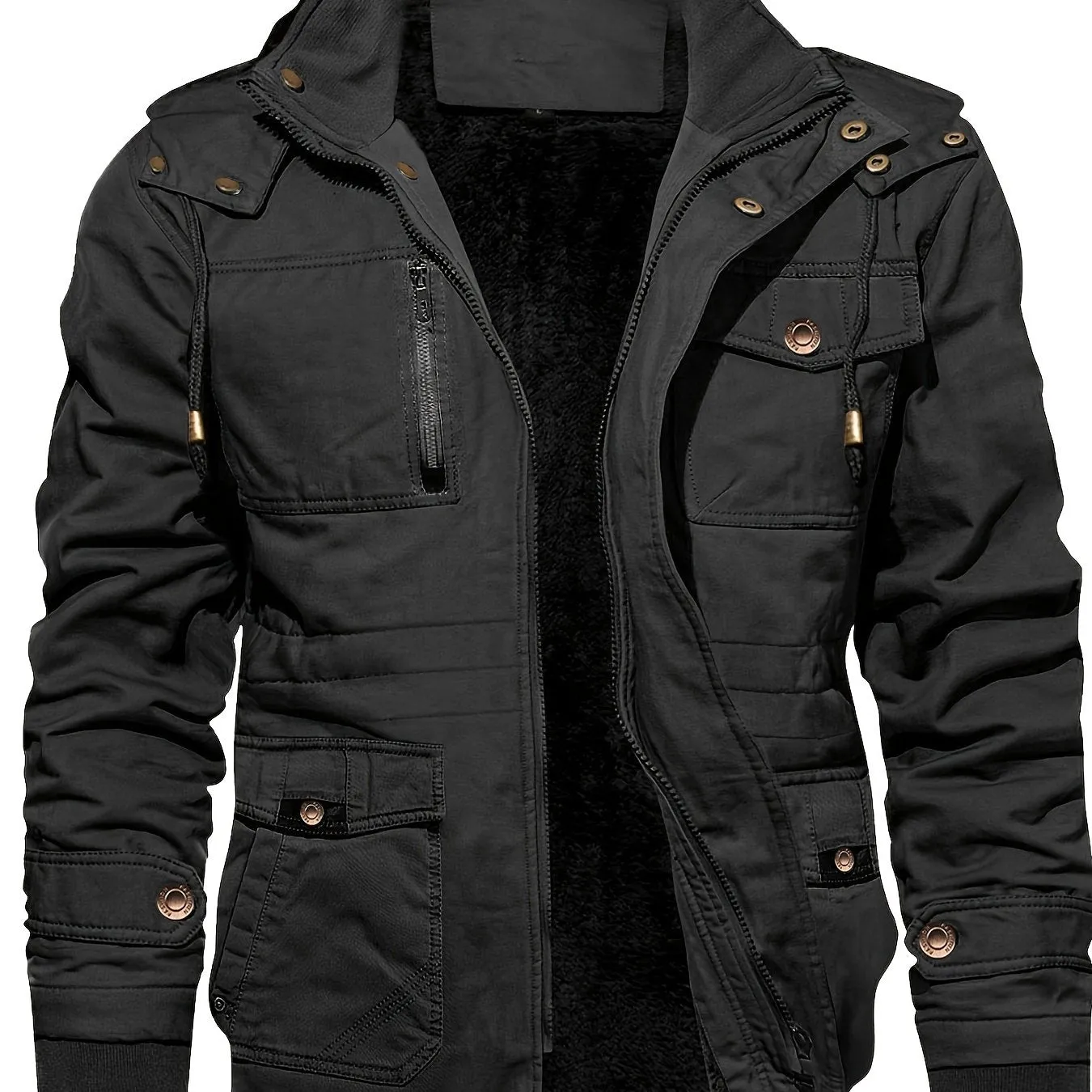 Men's Hooded Military Tactical Jacket Windbreak Fleece Coat