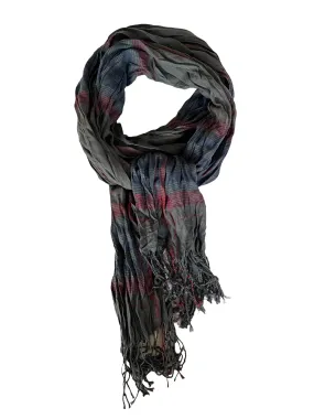 Mens Scarf - Unisex Scarf - Dark Grey Red Blue Plaid