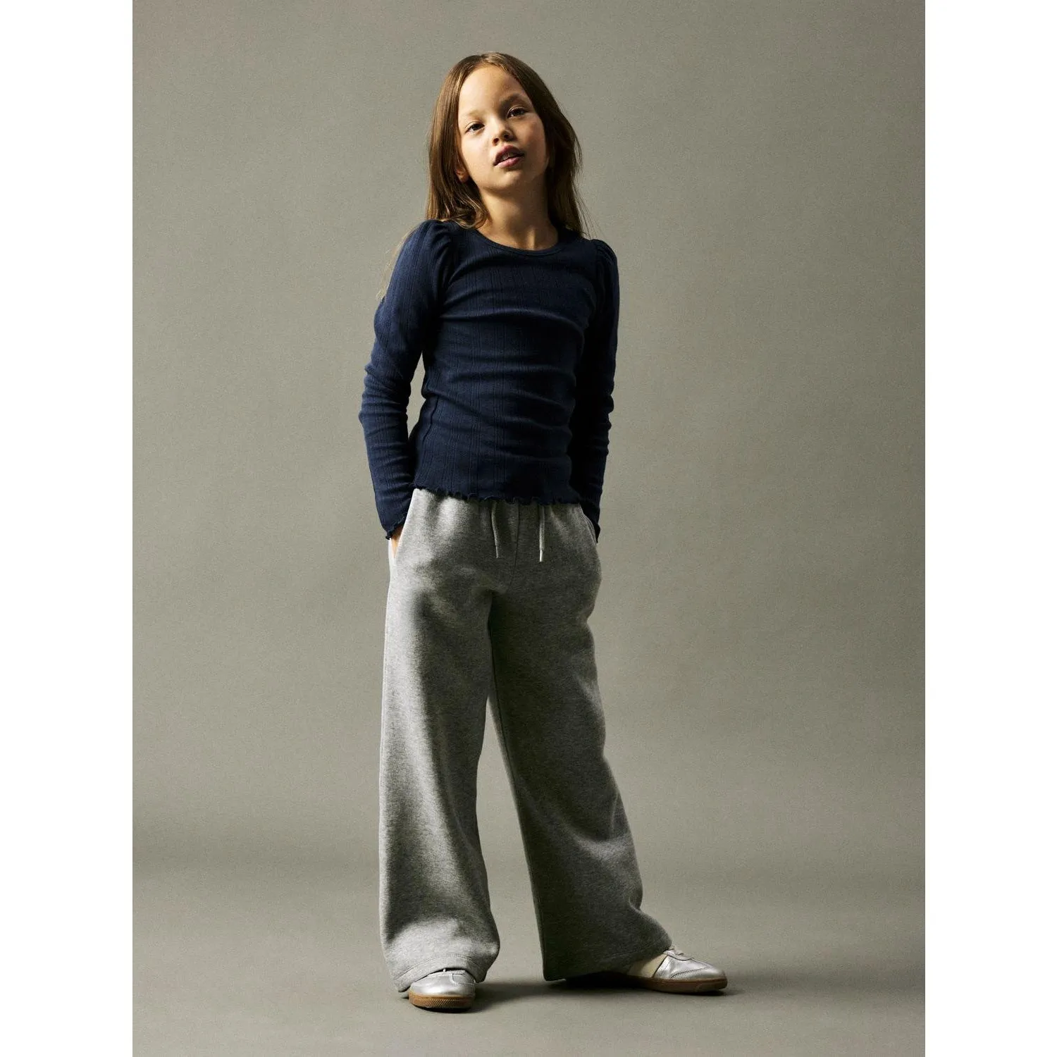 Name It Grey Melange Oanne Regular Wide Sweatpants