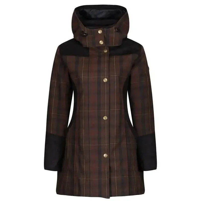 Odette Brown Check Waterproof Coat