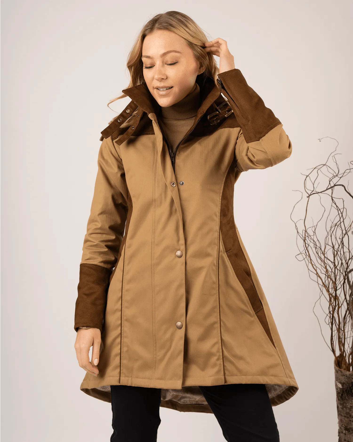 Odette Herringbone Waterproof Coat