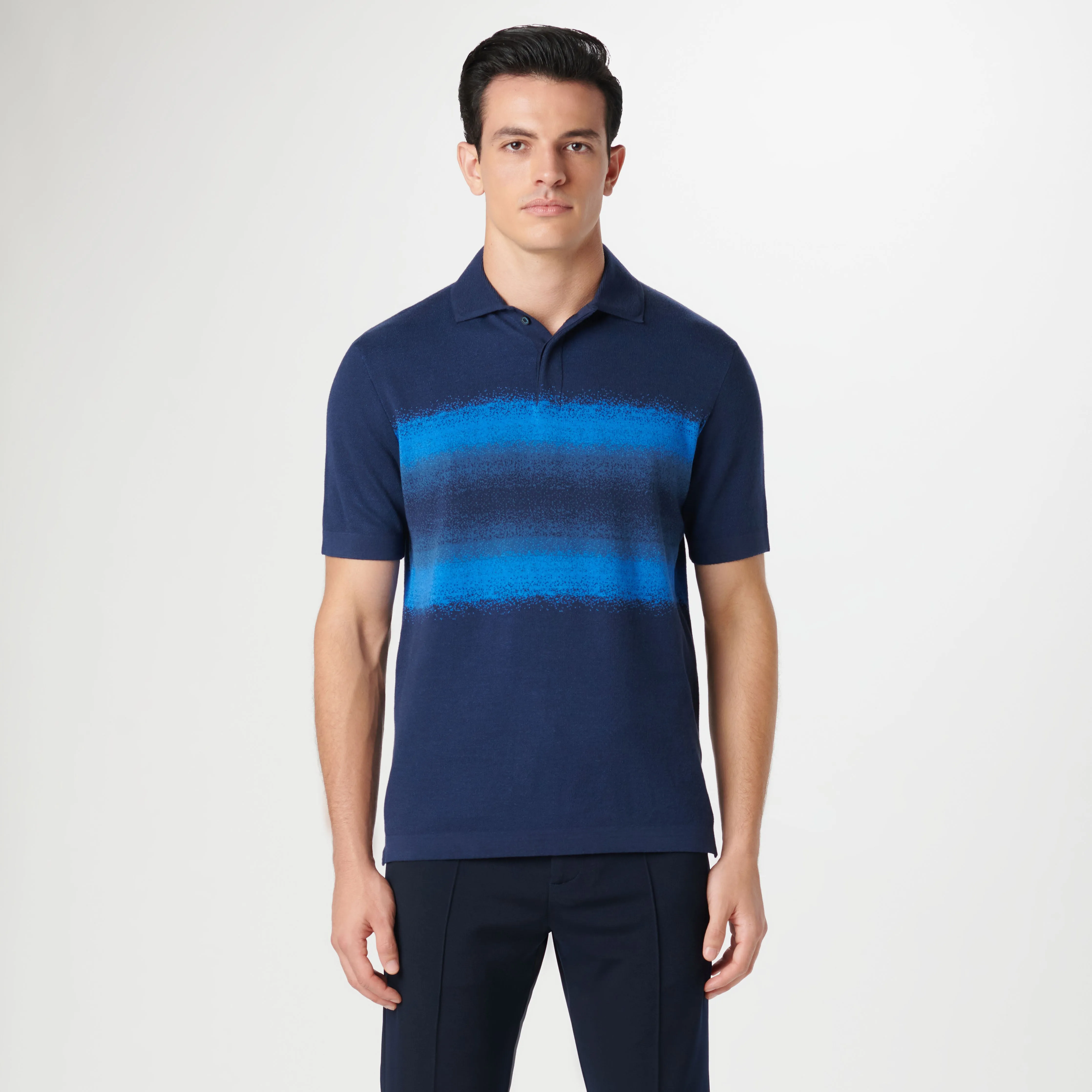 Ombre Stripe Short Sleeve Polo Sweater