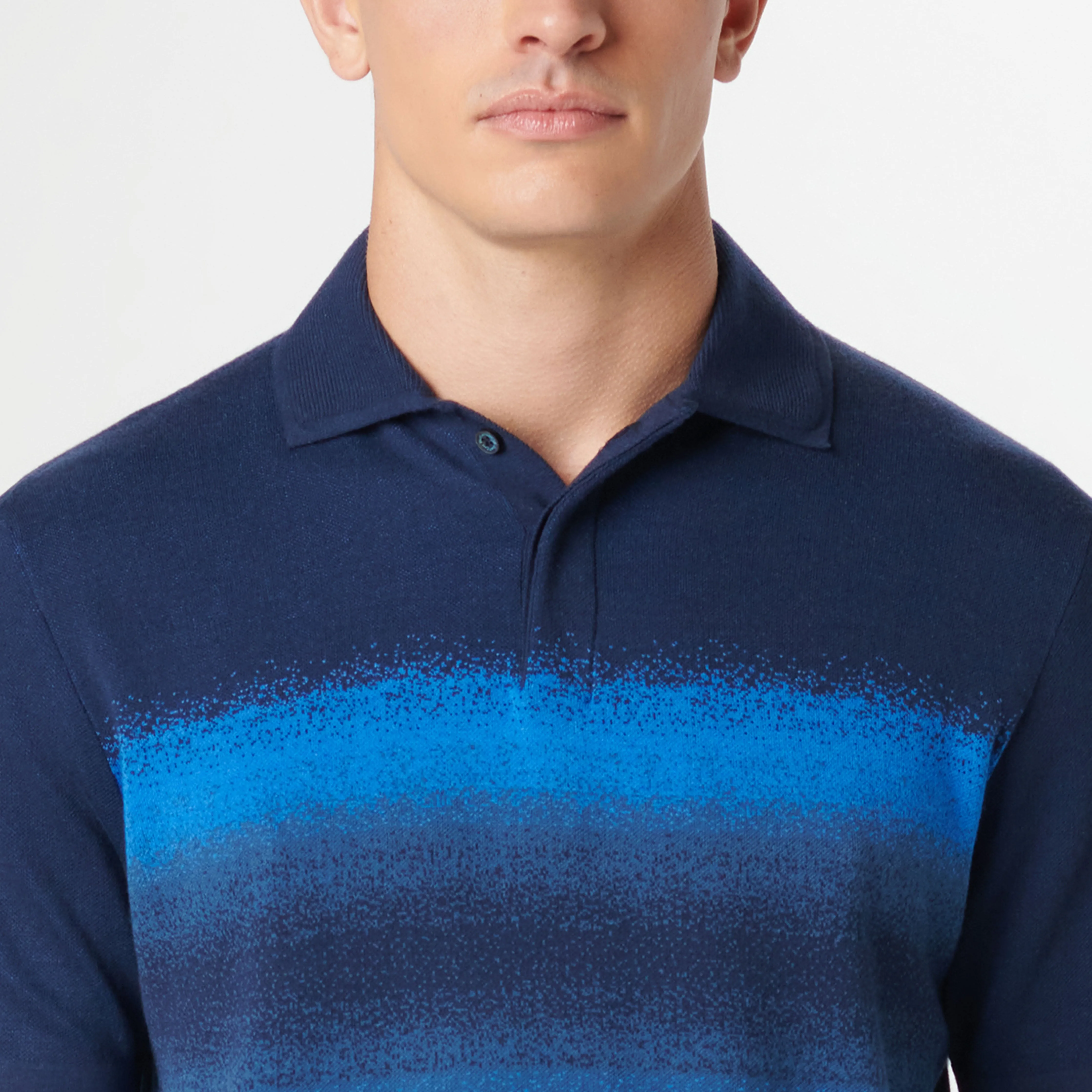 Ombre Stripe Short Sleeve Polo Sweater