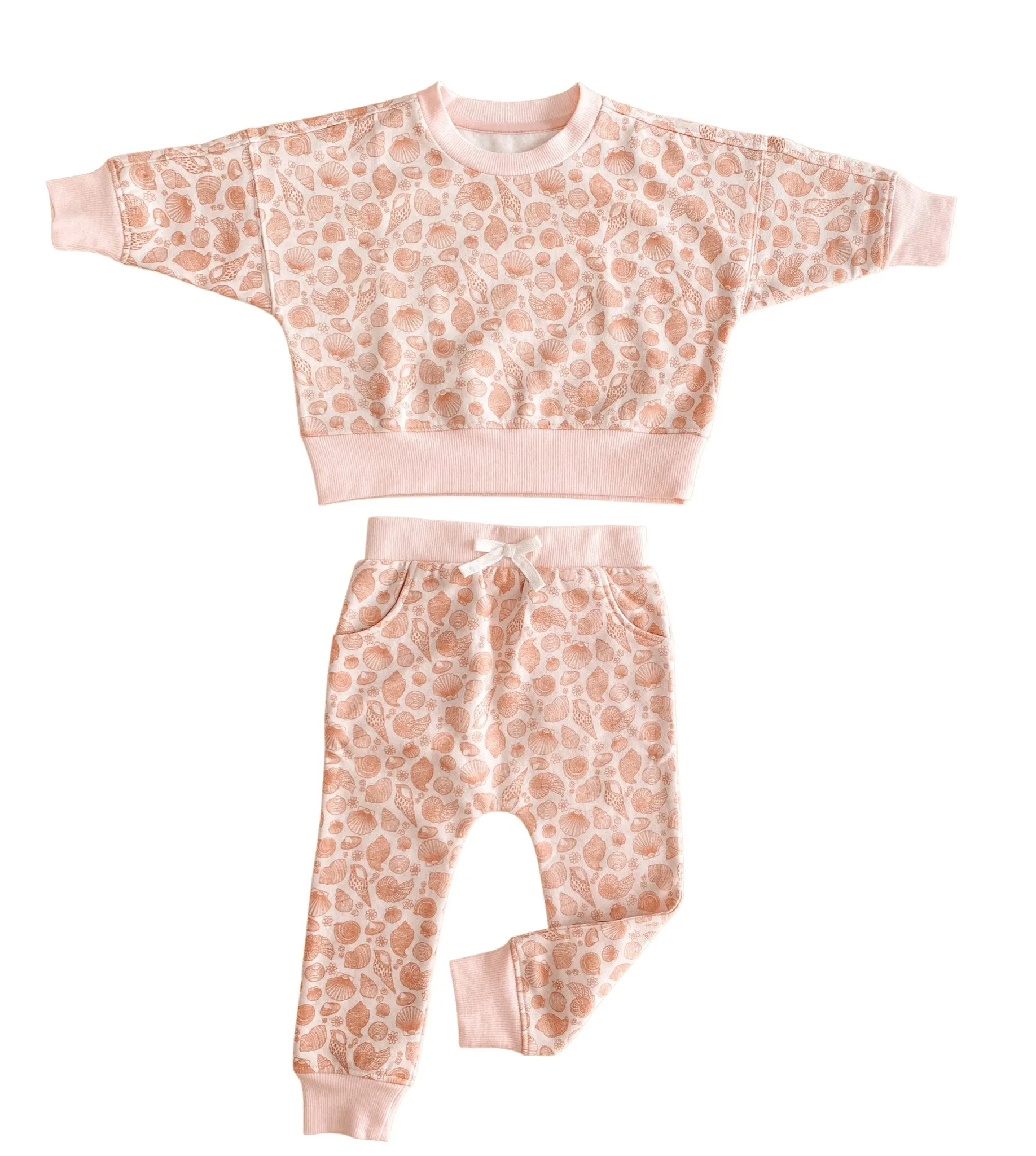 Organic Cotton Tracksuit Set- Pink Dust Seashell