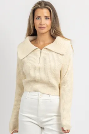 PAXTON CREAM COLLARED KNIT TOP