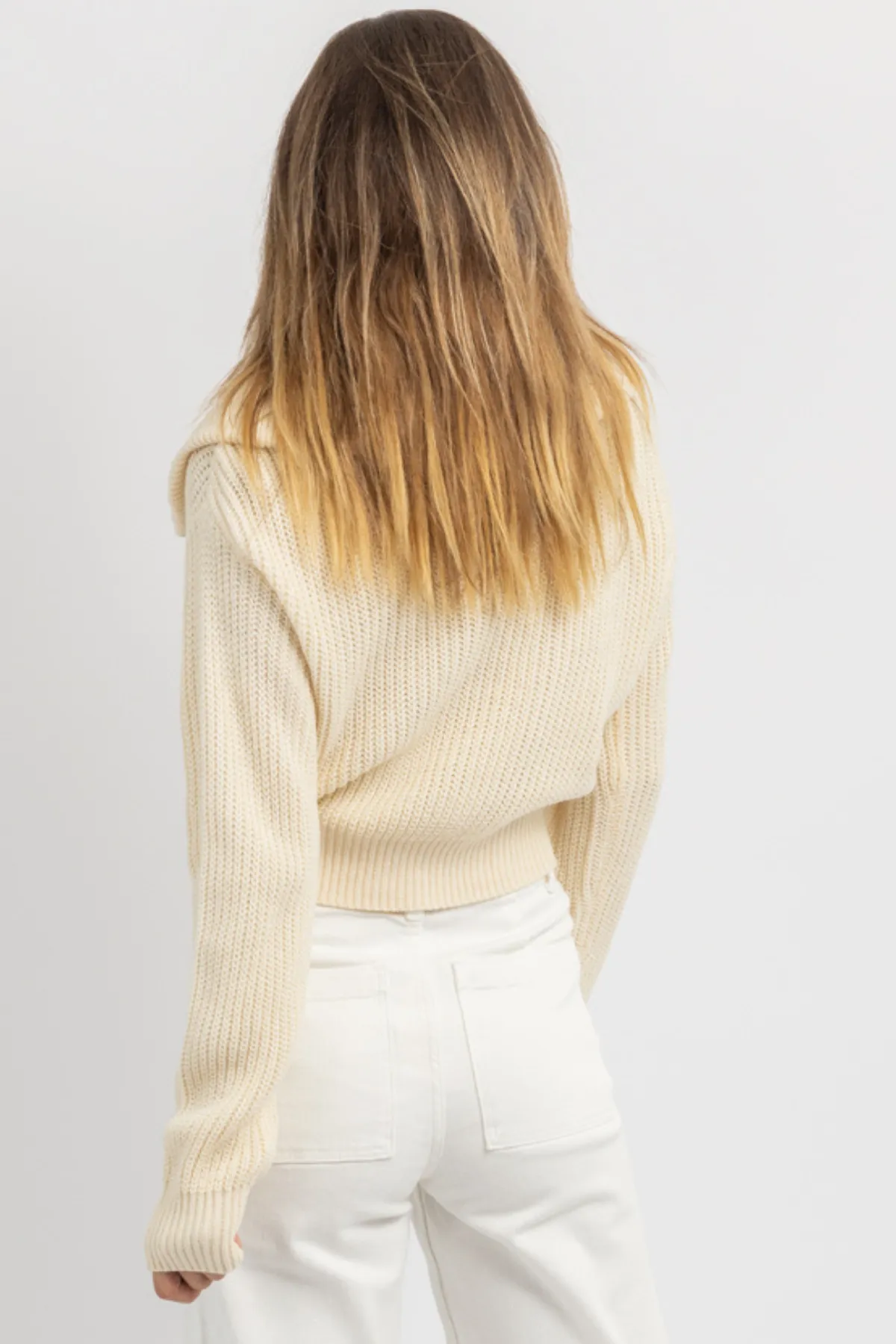 PAXTON CREAM COLLARED KNIT TOP