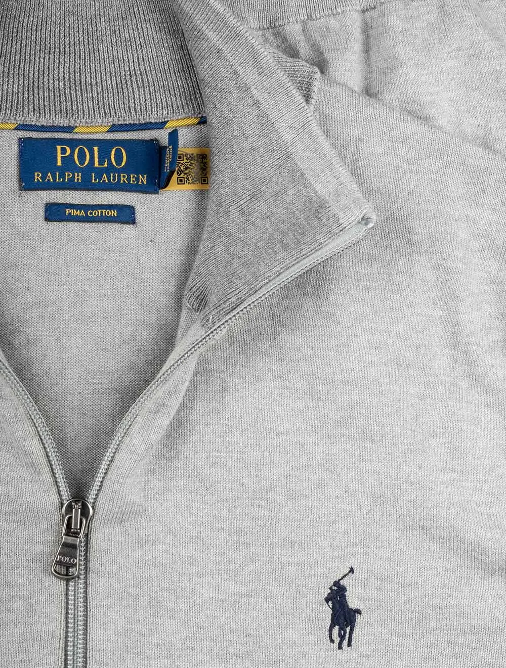 Pima Cotton Full Zip Sweater Andover Heather