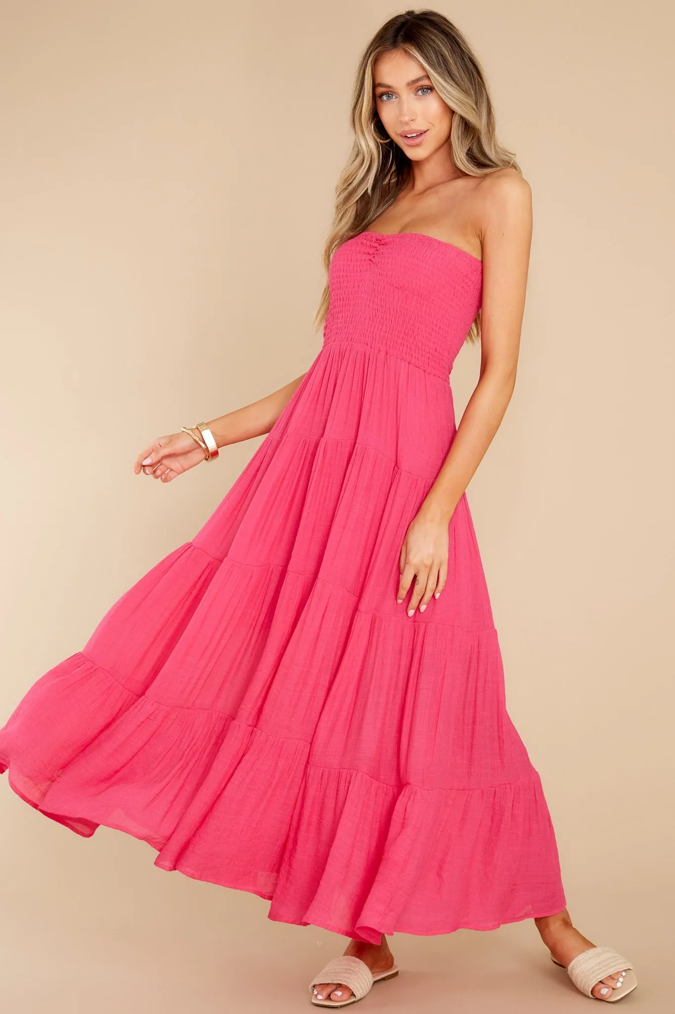 Pretty And Poised Fuchsia Pink Maxi Dress