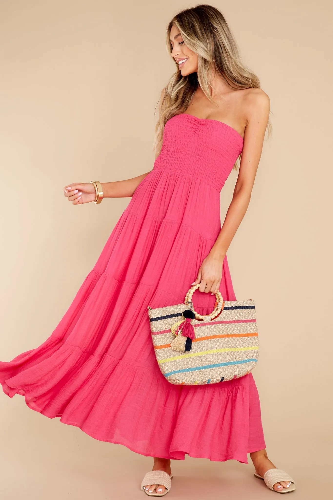 Pretty And Poised Fuchsia Pink Maxi Dress