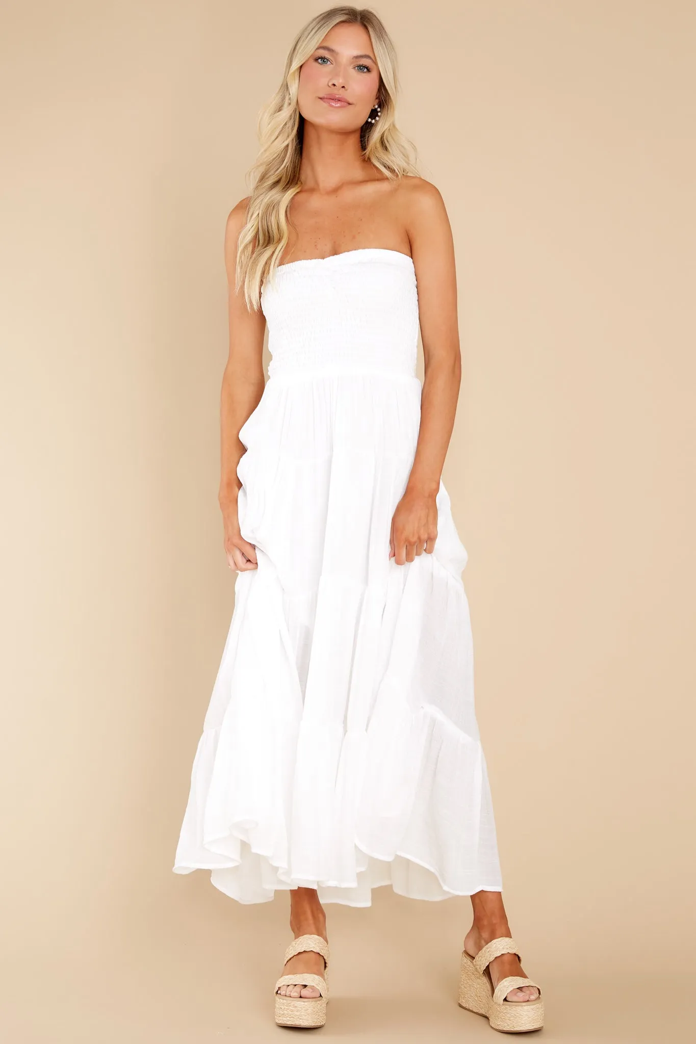 Pretty And Poised White Maxi Dress