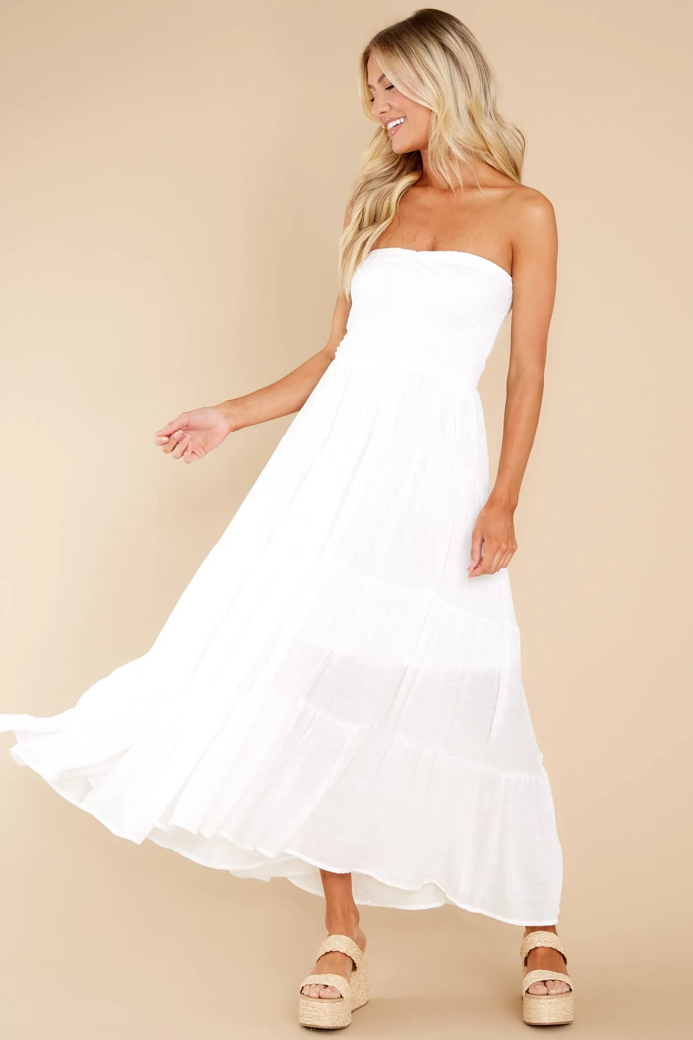 Pretty And Poised White Maxi Dress