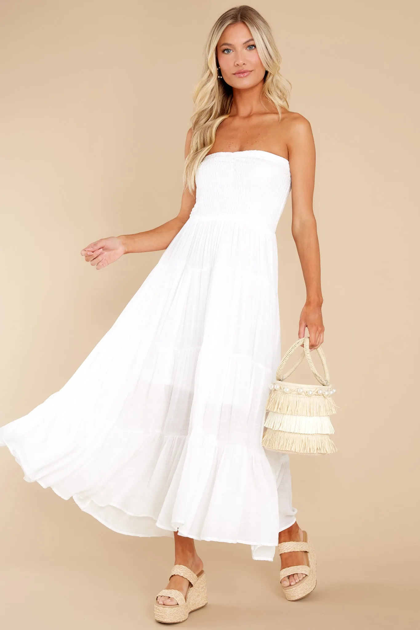 Pretty And Poised White Maxi Dress