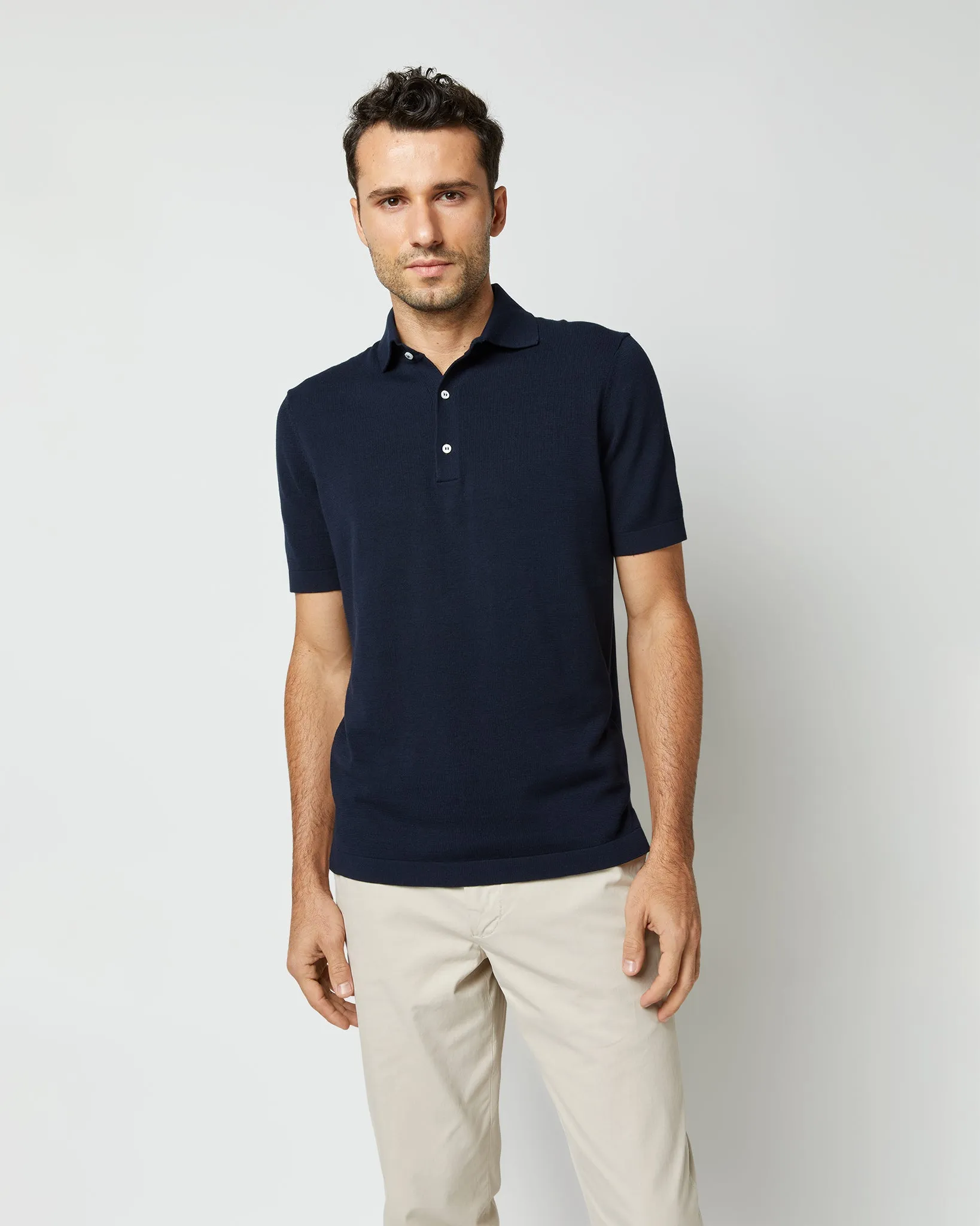 Rally Polo Sweater in Navy Cotton