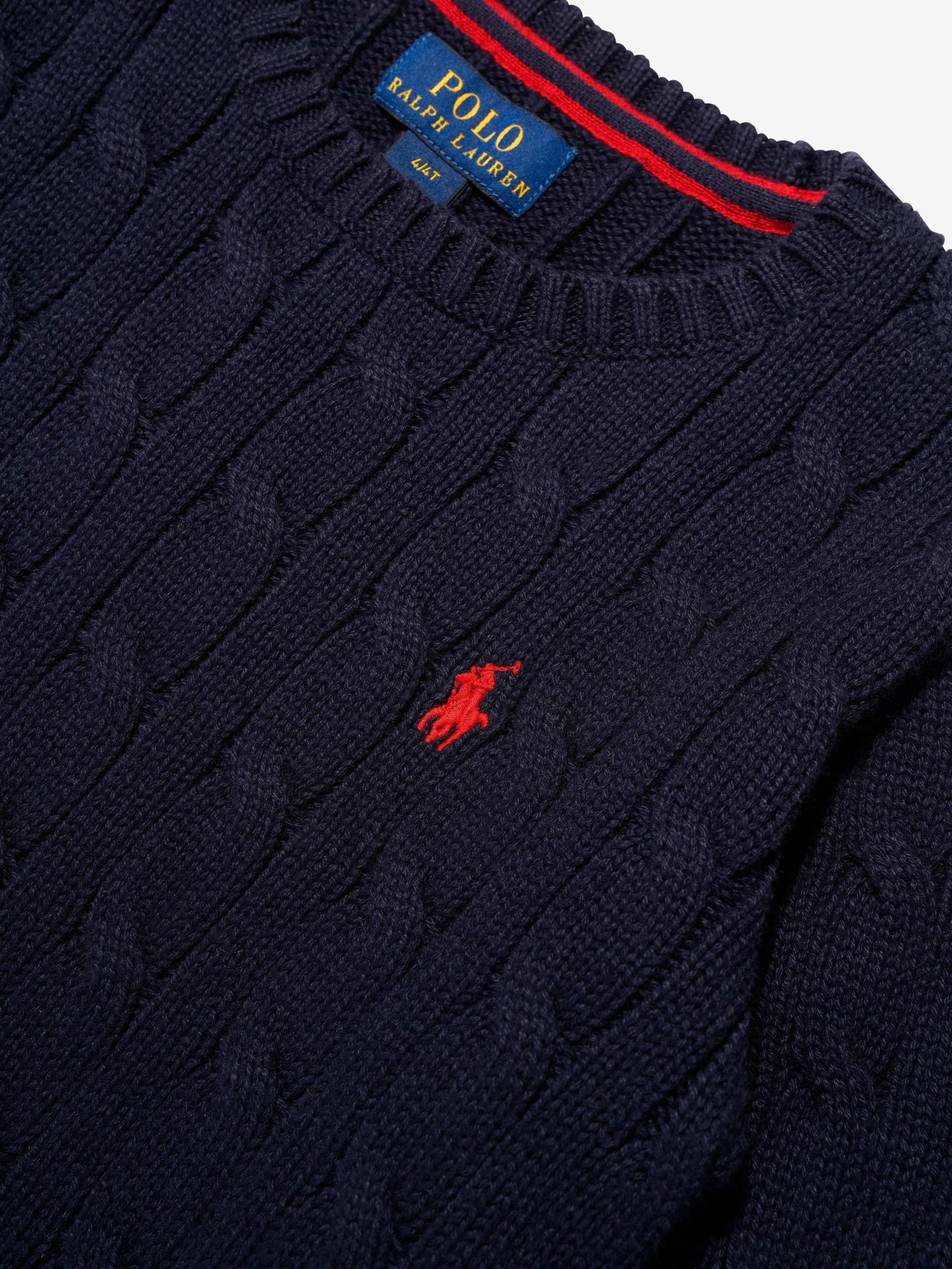 Ralph Lauren Boys Cable Knit Sweater in Navy