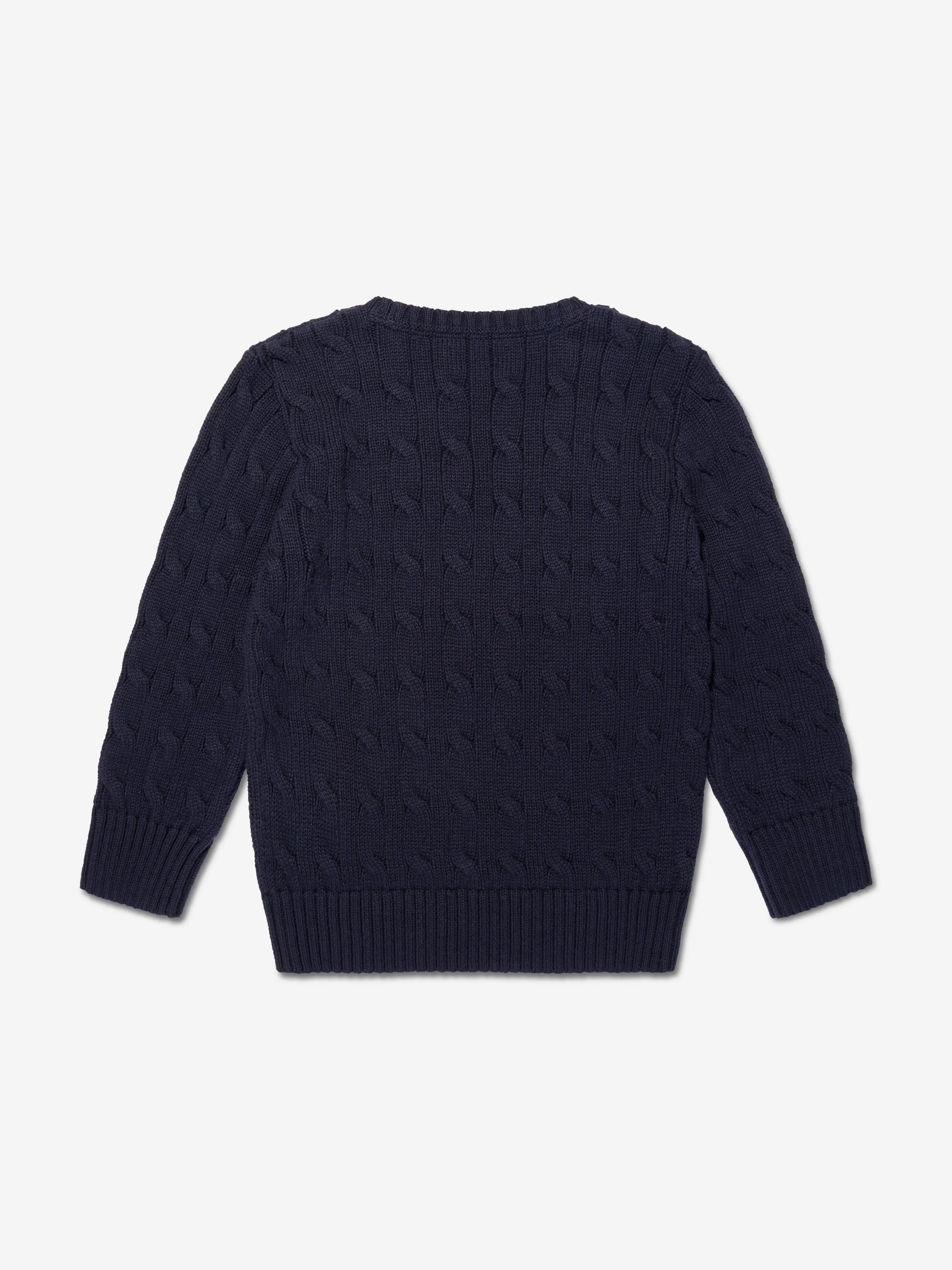 Ralph Lauren Boys Cable Knit Sweater in Navy