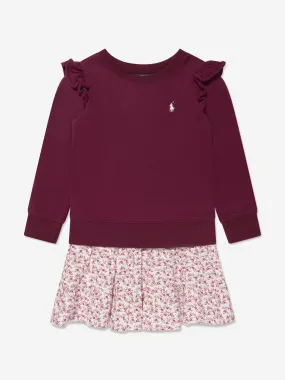 Ralph Lauren Girls Ruffle Sweater Dress in Red