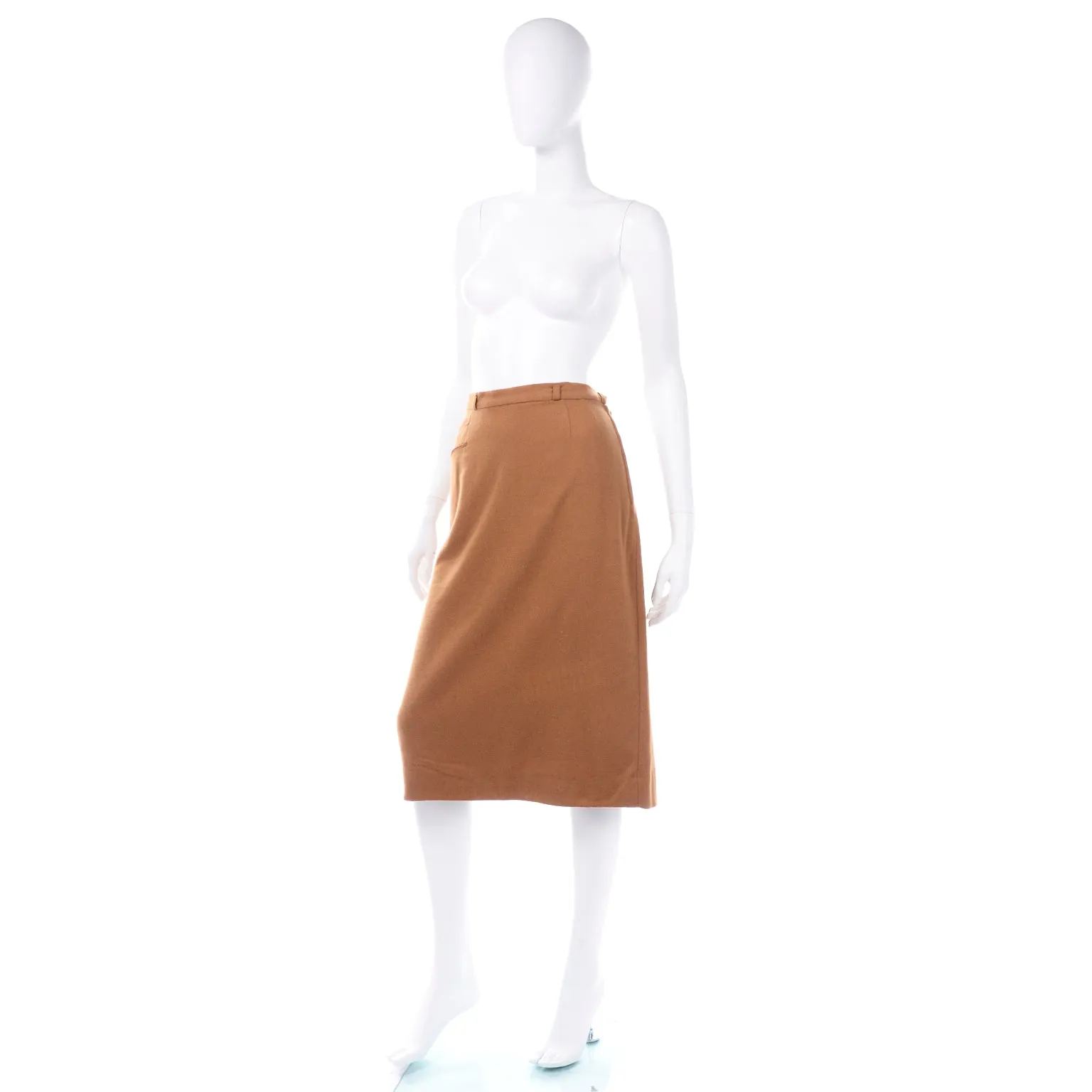 Rare 1950s Vintage Evan Picone 100% Vicuna Toffee Brown Skirt