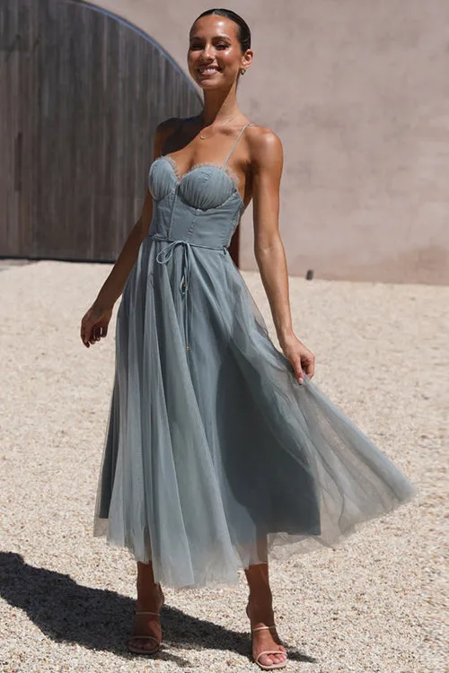 Rare Beauty Tulle Backless Midi Dress - 8 Colors