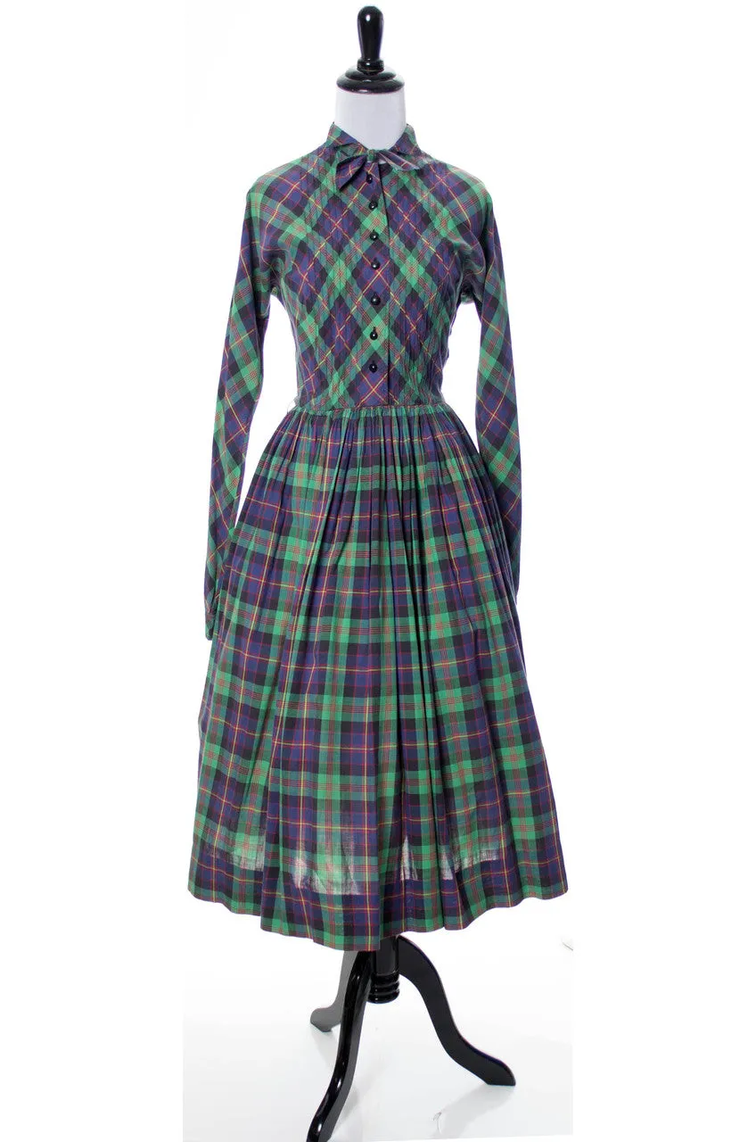 Rare Claire McCardell Little Traveler Townley vintage plaid dress