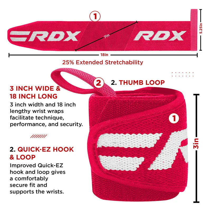 RDX W2 Powerlifting Wrist Wraps Pink for Women