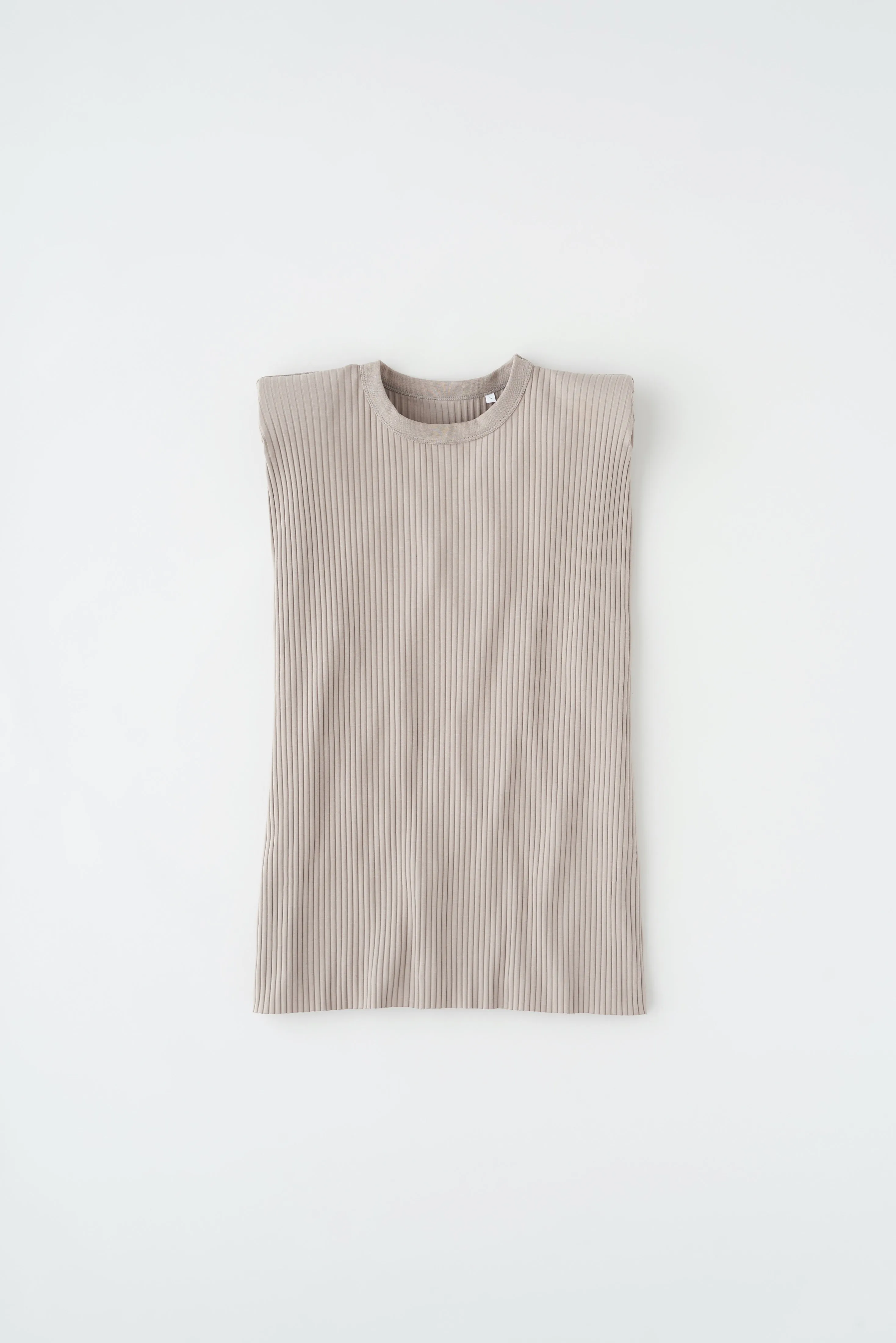 Ribbed Power Tank in Taupe