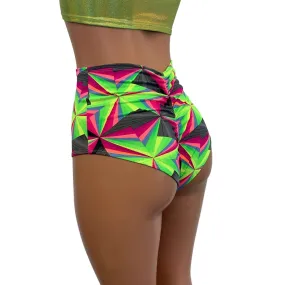 SALE - High Waist Scrunch Bikini Hot Pants - Optima Neon