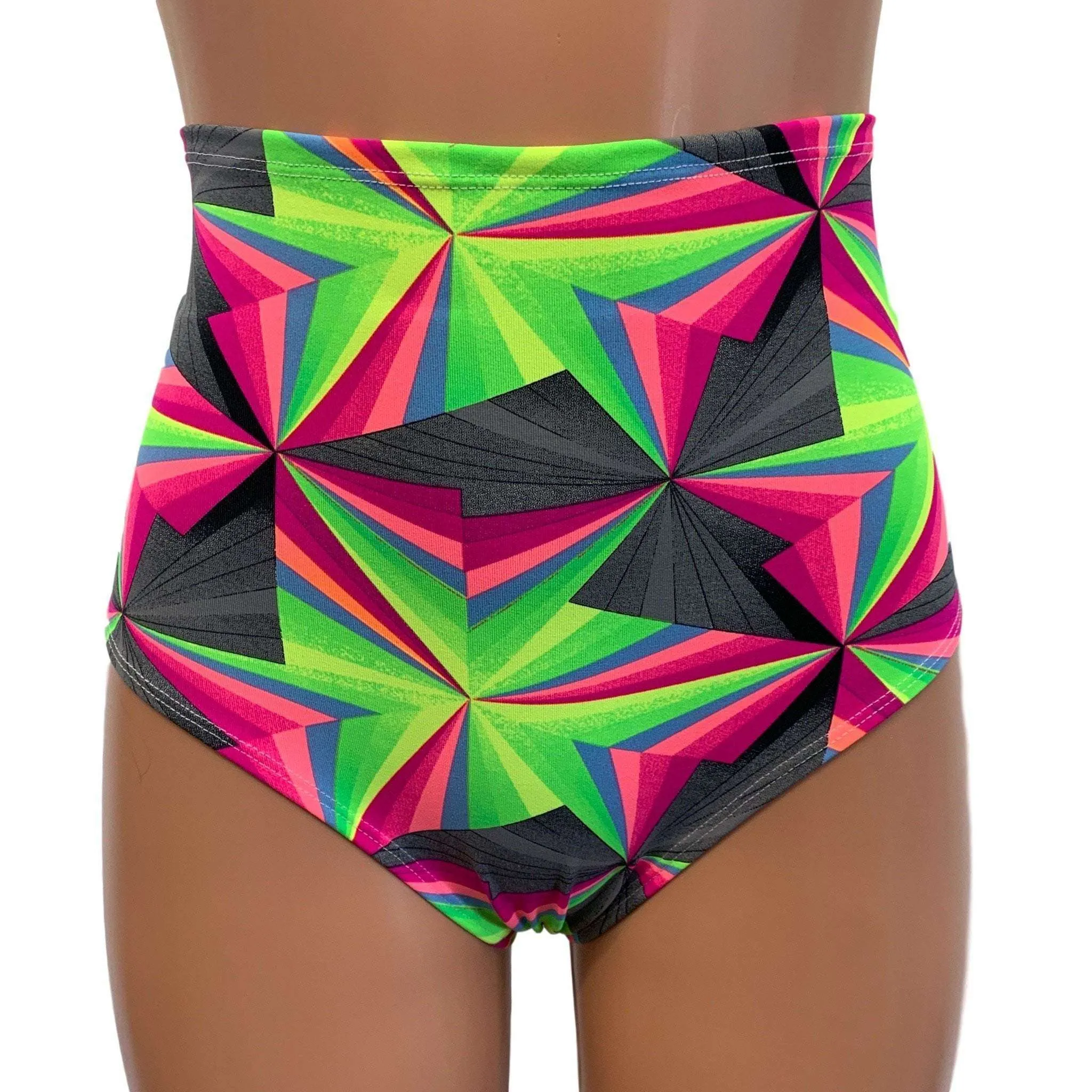 SALE - High Waist Scrunch Bikini Hot Pants - Optima Neon