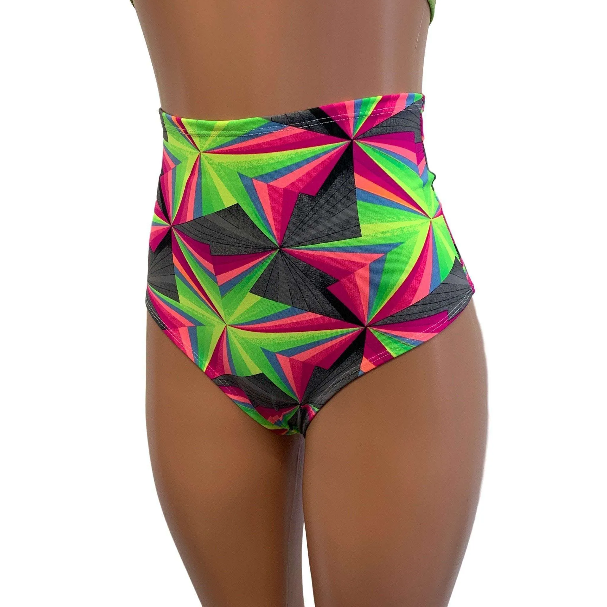 SALE - High Waist Scrunch Bikini Hot Pants - Optima Neon